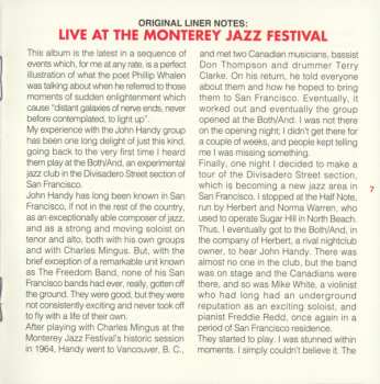 CD John Handy: Recorded Live At The Monterey Jazz Festival 574000