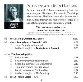 2CD John Harbison: The Rewaking, String Quartet No. 3, Fantasia On A Ground, Thanks Victor 661185