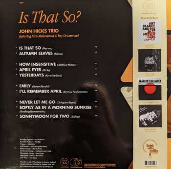 2LP John Hicks Trio: Is That So? LTD 180322