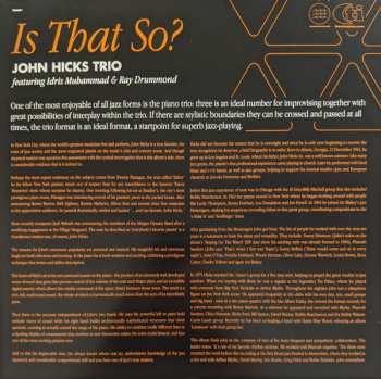 2LP John Hicks Trio: Is That So? LTD 180322