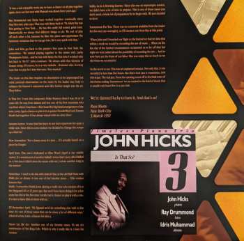 2LP John Hicks Trio: Is That So? LTD 180322