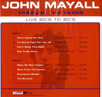 LP John Mayall: Through The Years Live 60's To 80's CLR | LTD 631758