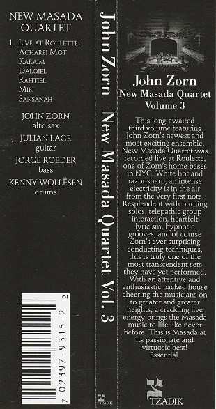 CD John Zorn: New Masada Quartet Vol. 3 627357