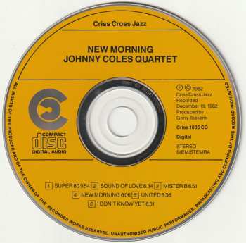 CD Johnny Coles Quartet: New Morning 559819