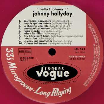 LP Johnny Hallyday: Hello Johnny LTD | CLR 78844