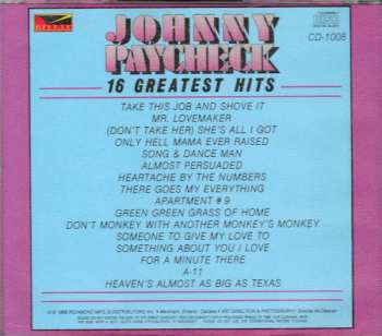 CD Johnny Paycheck: 16 Greatest Hits 547551