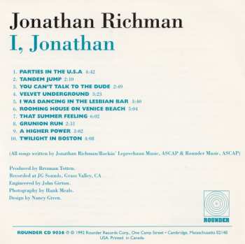 CD Jonathan Richman: I, Jonathan 604275