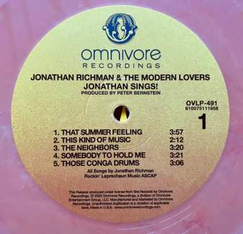 LP Jonathan Richman & The Modern Lovers: Jonathan Sings! LTD 601057