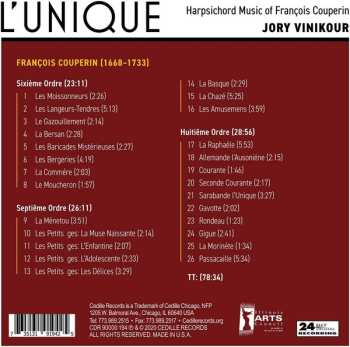 CD Jory Vinikour: L' Unique: Harpsichord Music Of François Couperin 656845