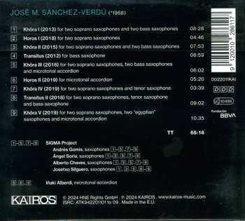 CD José María Sánchez-Verdú: KHÔRA: Cycle for Saxophone Quartet and Microtonal Accordion 628592