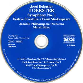 CD Josef Bohuslav Foerster: Symphony No. 1 • From Shakespeare 587547