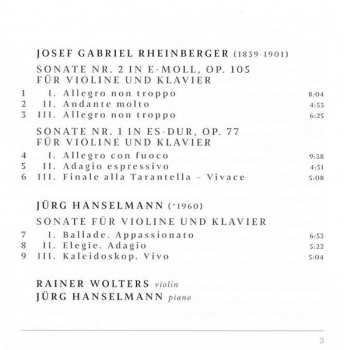 CD Josef Rheinberger: Violin Sonatas From Liechtenstein  609302