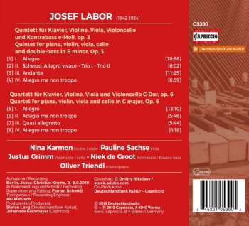 CD Josef Labor: Piano Quintet Op. 3; Piano Quintet Op. 6 450528