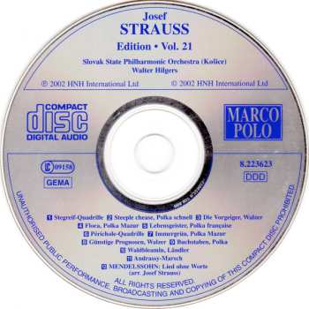 CD Josef Strauß: Josef Strauss:  Edition • Vol. 21 640136