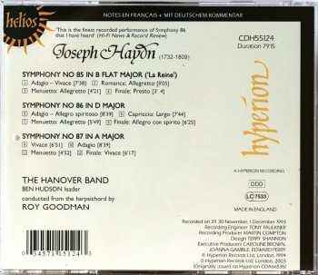 CD Joseph Haydn: Symphony No 85 In B Flat (La Reine) / Symphony No 86 In D / Symphony No 87 In A 318760