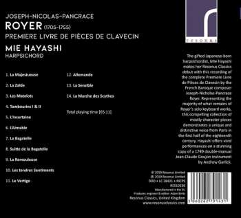 CD Joseph Nicolas Pancrace Royer: Premiere Livre de Pièces de Clavecin 501254