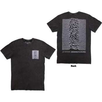 Merch Joy Division: Joy Division Unisex Stone Wash T-shirt: Pulsar Pocket Wave (back Print) (small) S