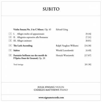 CD Julia Hwang: Subito 321295