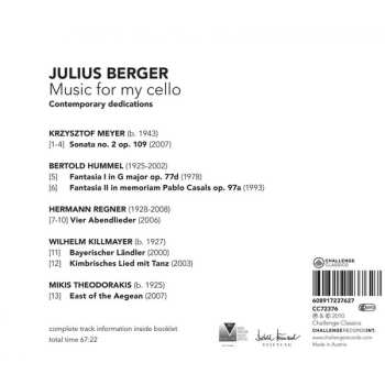 CD Julius Berger: Music For My Cello - Contemporary Dedications 452005