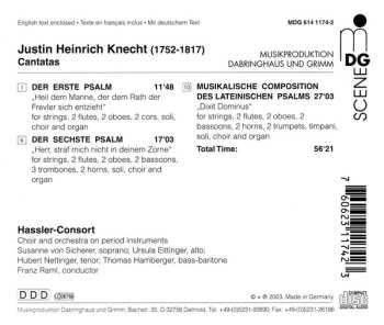 CD Justin Heinrich Knecht: Cantatas Psalms 1, 6 & 10 580671