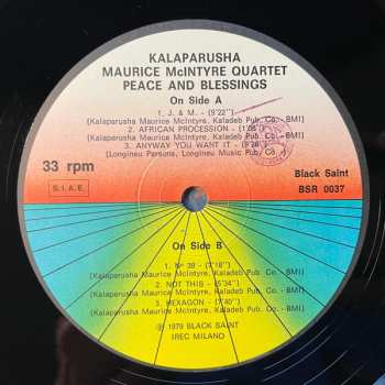 LP Kalaparusha Maurice McIntyre Quartet: Peace And Blessings 545446