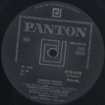 LP Karel Růžička: Zahrada Radosti (Pleasure Garden) 588365