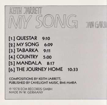 CD Keith Jarrett: My Song 420891