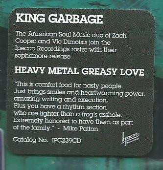 CD King Garbage: Heavy Metal Greasy Love 560960