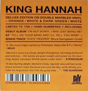 2LP King Hannah: I’M Not Sorry, I Was Just Being Me/Tell Me Your Mind And I'll Tell You Mine - Deluxe Edition  DLX | NUM | LTD | CLR 422833