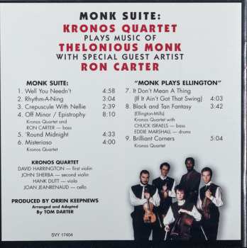 CD Kronos Quartet: Monk Suite: Kronos Quartet Plays Music Of Thelonious Monk 604255