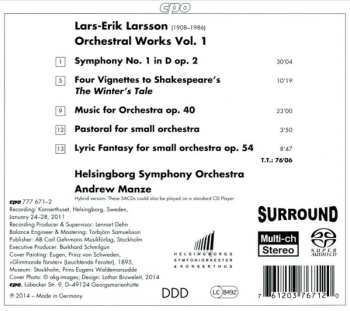 SACD Andrew Manze: Orchestral Works Vol. 1: Symphony No. 1; Music For Orchestra; Lyric Fantasy 649261