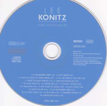 CD Lee Konitz: Subconscious Lee 588801