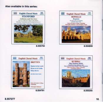 CD St. John's College Choir: Sacred Choral Music: Crux Fidelis / Missa Brevis / Three Latin Motets / A Festival Anthem 456478