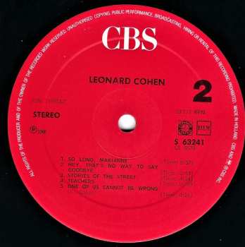 LP Leonard Cohen: Songs Of Leonard Cohen 664756