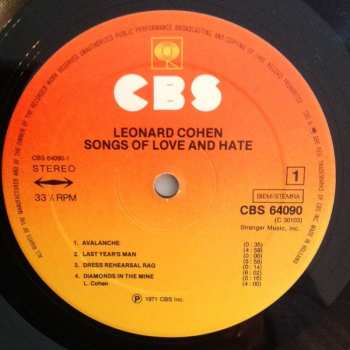 LP Leonard Cohen: Songs Of Love And Hate 676015