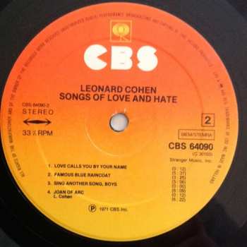 LP Leonard Cohen: Songs Of Love And Hate 676015