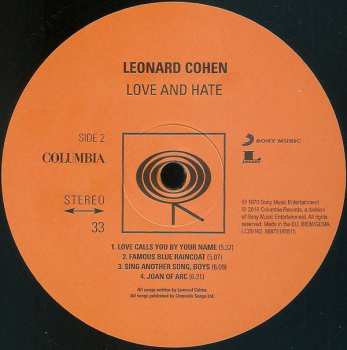 LP Leonard Cohen: Songs Of Love And Hate 33641