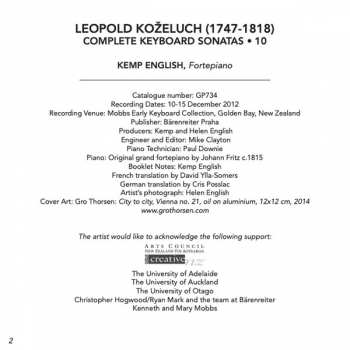 CD Leopold Koželuh: Complete Keyboard Sonatas - 10 316247