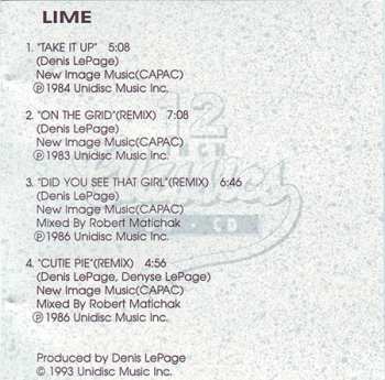 CD Lime: Take It Up / On The Grid (Remix) / Did You See That Girl (Remix) / Cutie Pie (Remix) 620849