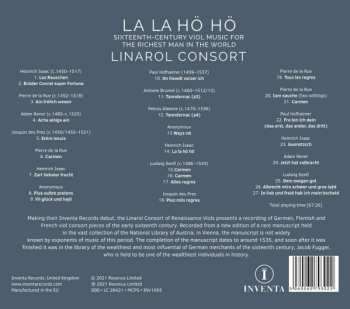 CD Linarol Consort: La La Hö Hö (Sixteenth-Century Viol Music For The Richest Man In The World) 564785