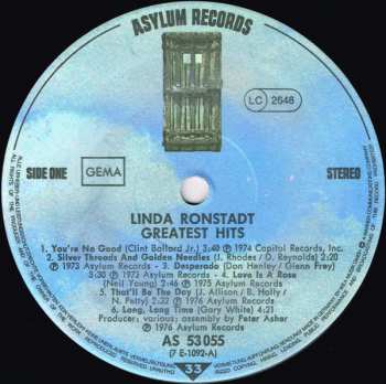 LP Linda Ronstadt: Greatest Hits 655996