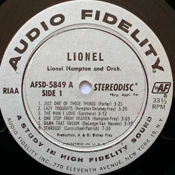 LP Lionel Hampton And His Orchestra: Lionel ...Plays Drums, Vibes, Piano 565387