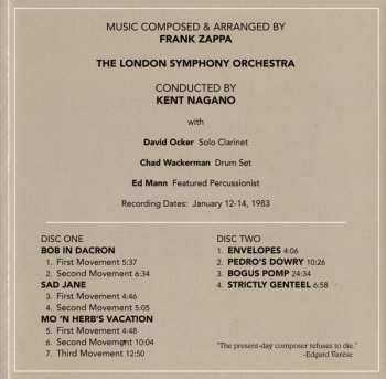 2CD London Symphony Orchestra: The London Symphony Orchestra - Zappa Vol. I & II 612330