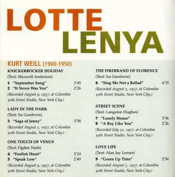 CD Lotte Lenya: Lotte Lenya Sings Kurt Weill (American Theatre Songs) 653961