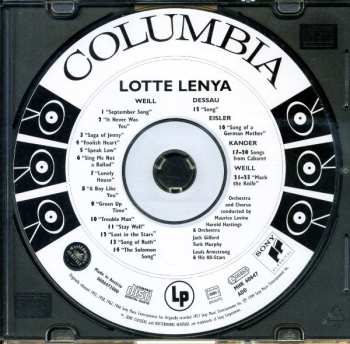 CD Lotte Lenya: Lotte Lenya Sings Kurt Weill (American Theatre Songs) 653961