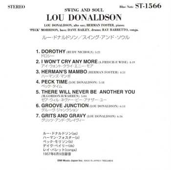 CD Lou Donaldson Quintet: Swing And Soul LTD 611957