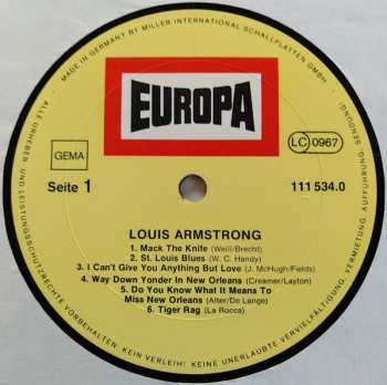 LP Louis Armstrong: Louis Armstrong 592039