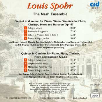 CD Louis Spohr: Septet In A Minor For Piano, Violin, Violincello, Flute, Clarinet, Horn And Bassoon, Op. 147 • Quintet In C Minor For Piano, Flute, Clarinet, Horn And Bassoon, Op. 52 556928