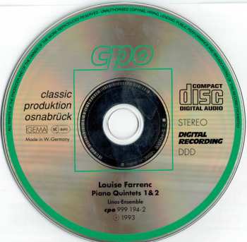 CD Louise Farrenc: Piano Quintets Op. 30 & 31 282192