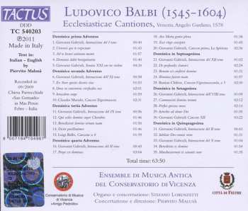 CD Ludovico Balbi: Ecclesiasticae Cantiones 350312